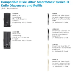 Dixie® Ultra SmartStock by GP PRO Series-O Plastic Utensil Refills, Knives, Black, 40 Knives Per Refill, Case Of 24 Refills