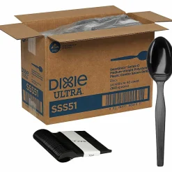 Dixie® Ultra SmartStock by GP PRO Series-O Plastic Utensil Refills, Spoons, Black, 40 Spoons Per Refill, Case Of 24 Refills