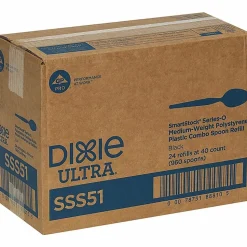 Dixie® Ultra SmartStock by GP PRO Series-O Plastic Utensil Refills, Spoons, Black, 40 Spoons Per Refill, Case Of 24 Refills