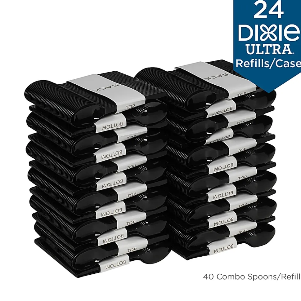 Dixie® Ultra SmartStock by GP PRO Series-O Plastic Utensil Refills, Spoons, Black, 40 Spoons Per Refill, Case Of 24 Refills