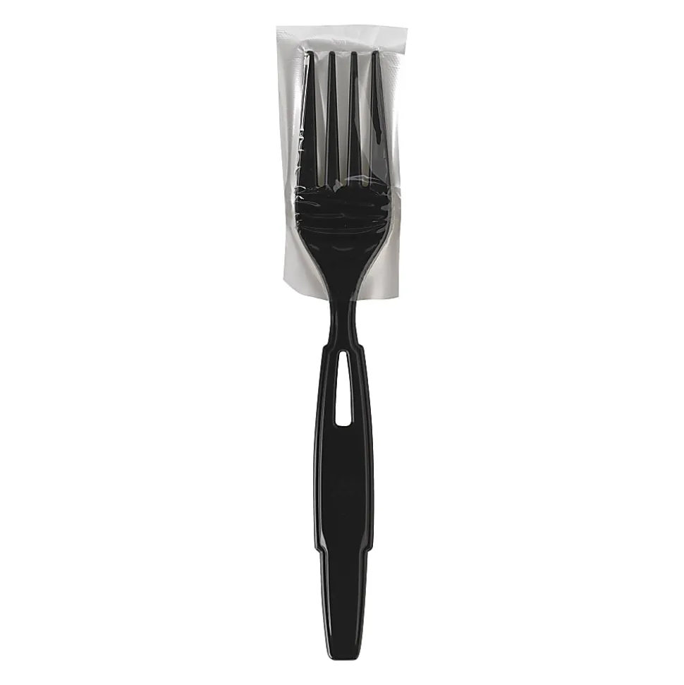 Dixie Ultra SmartStock Series-W Polypropylene Plastic Wrapped Cutlery, Forks, Black, 40 Perk Pack, Case Of 24 Packs
