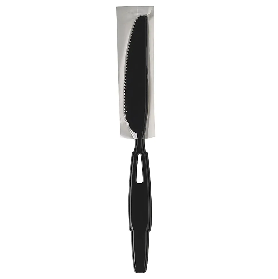 Dixie Ultra SmartStock Series-W Polypropylene Plastic Wrapped Cutlery, Knives, Black, 40 Per Pack, Case Of 24 Packs