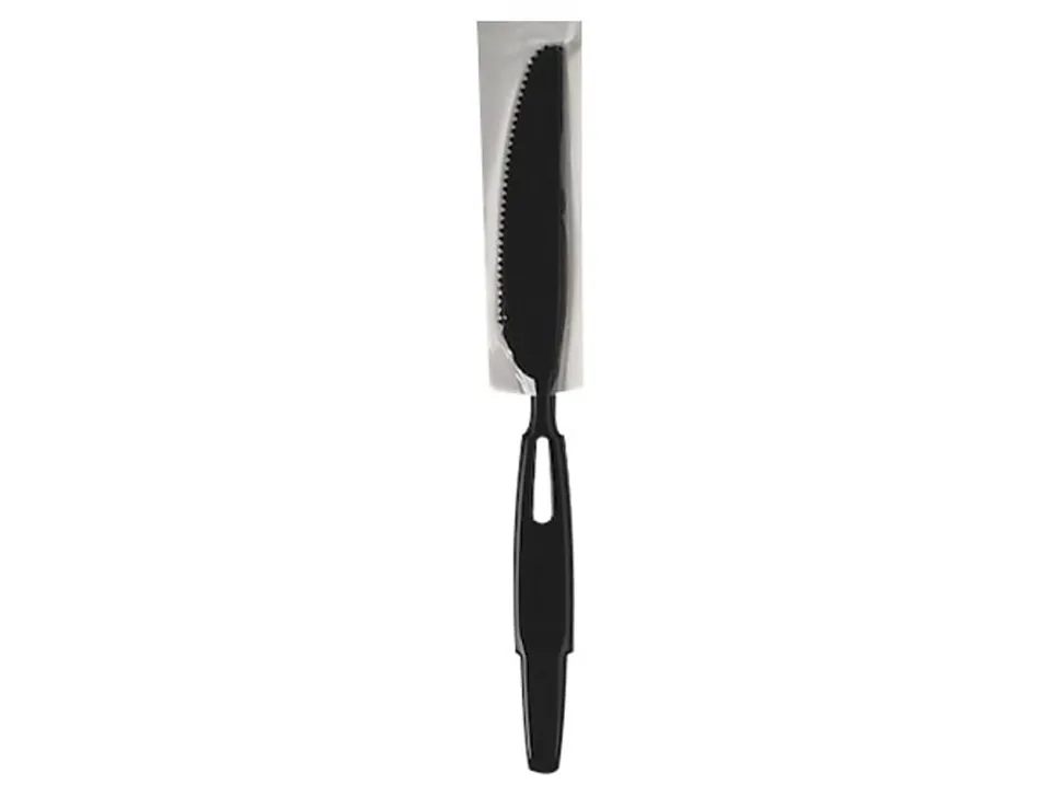 Dixie Ultra SmartStock Series-W Polypropylene Plastic Wrapped Cutlery, Knives, Black, 40 Per Pack, Case Of 24 Packs