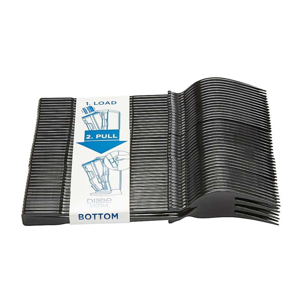 Dixie Ultra® SmartStock® T-Series Polystyrene Disposable Fork Refills, 6.45"L, Black, 40 Forks Per Pack, 24 Packs Per Case, 960 Forks