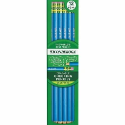 Dixon® Eraser-Tipped Checking Pencils, HB Lead, Blue Lead, Pack Of 12 Pencils
