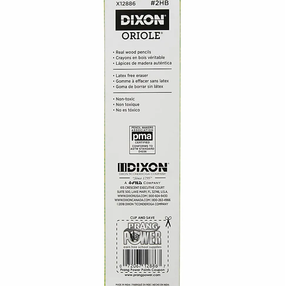 Dixon® Oriole Pencils, Presharpened, #2 Lead, Soft, Pack of 12