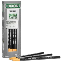 Dixon® Phano® China Marker, Black, Box of 12