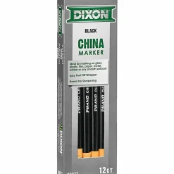 Dixon® Phano® China Markers, Black, Box Of 12