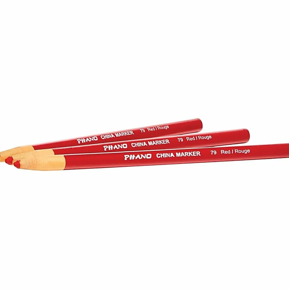 Dixon® Phano® China Markers, Red, Box Of 12