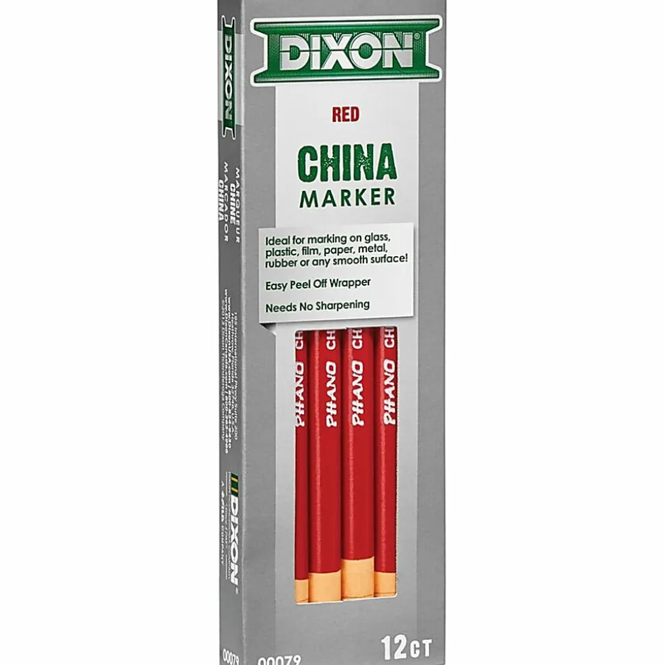 Dixon® Phano® China Markers, Red, Box Of 12