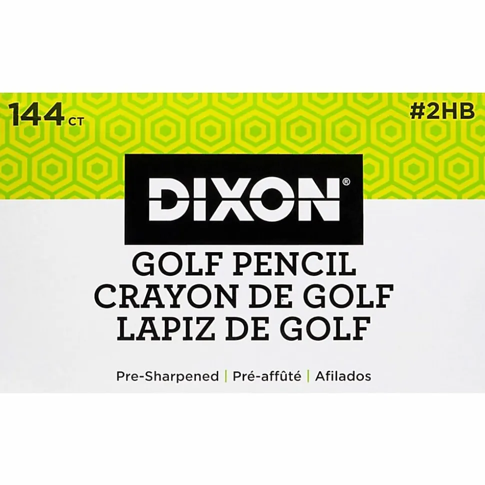Dixon® Presharpened Golf Pencils, Presharpened, #2 Lead, Soft, Pack of 144