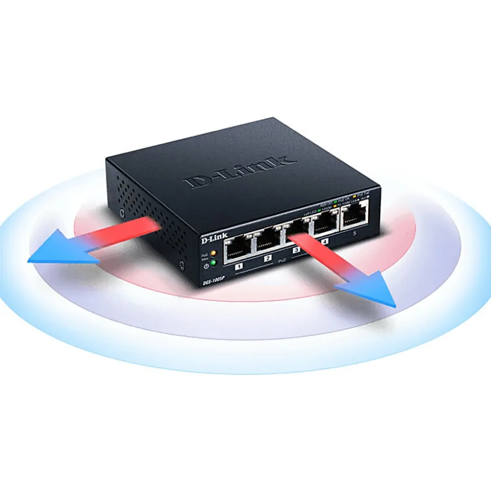 D-Link 5-Port Desktop Gigabit PoE+ Switch - 5 Ports - Manageable - Gigabit Ethernet - 10/100/1000Base-T - 2 Layer Supported - Twisted Pair - Desktop