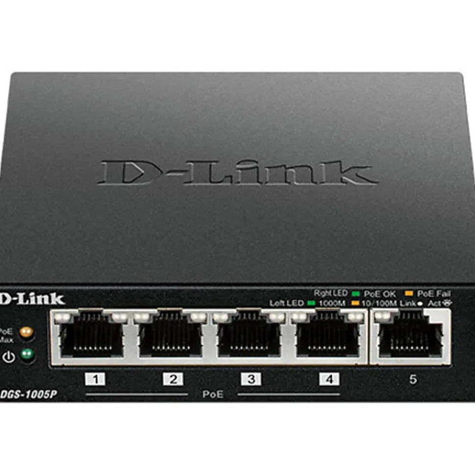 D-Link 5-Port Desktop Gigabit PoE+ Switch - 5 Ports - Manageable - Gigabit Ethernet - 10/100/1000Base-T - 2 Layer Supported - Twisted Pair - Desktop