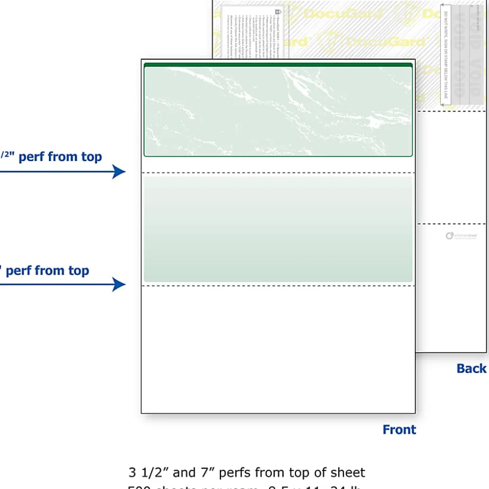 DocuGard High Security Green Marble Business Checks with 11 Features to Prevent Fraud - Letter - 8 1/2"x11" - 04502