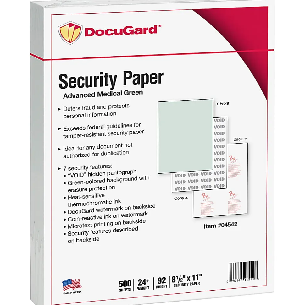 DocuGard Medical Prescription Papers, Advanced Medical 7, 1-Part, 8 1/2" x 11, 500 Sheets, Green