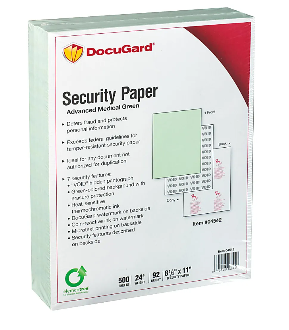 DocuGard Medical Prescription Papers, Advanced Medical 7, 1-Part, 8 1/2" x 11, 500 Sheets, Green