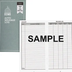 Dome® Auto Mileage Log, Card Stock Cover, 3 1/4