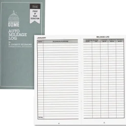 Dome® Auto Mileage Log, Card Stock Cover, 3 1/4
