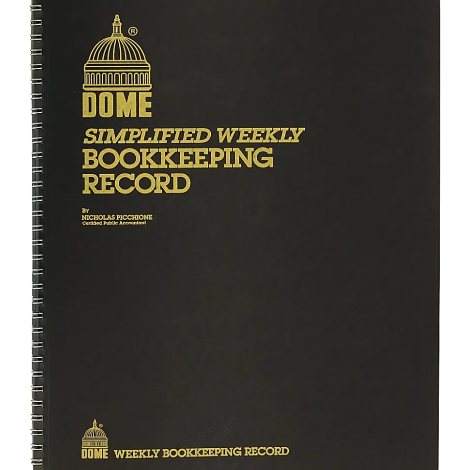 Dome Bookkeeping Record Book - 128 Sheet(s) - Wire Bound - 8.75" x 11.25" Sheet Size - Brown Cover - 1 Each