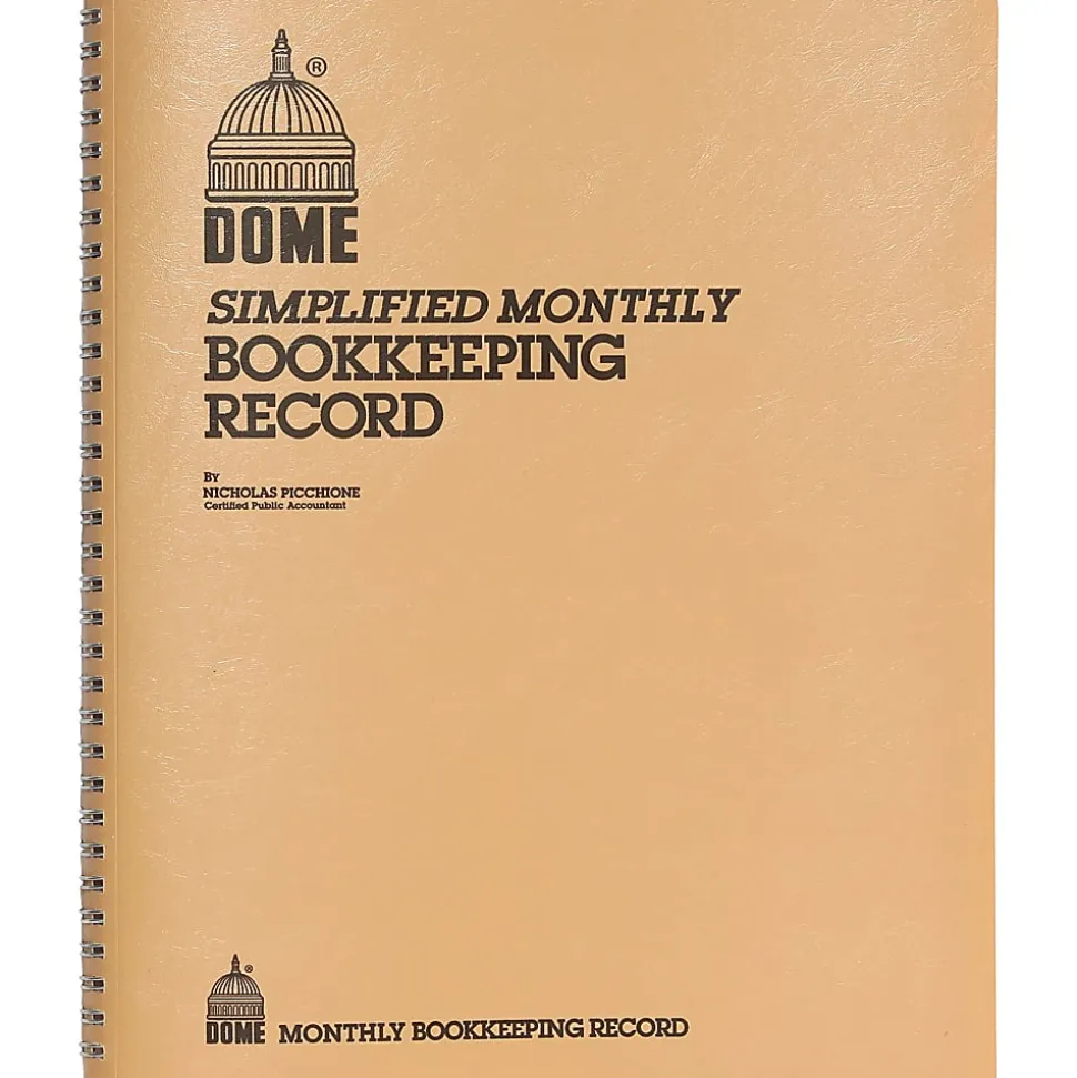 Dome Bookkeeping Record Book - 128 Sheet(s) - Wire Bound - 8.75" x 11.25" Sheet Size - White Sheet(s) - Beige Cover - 1 Each