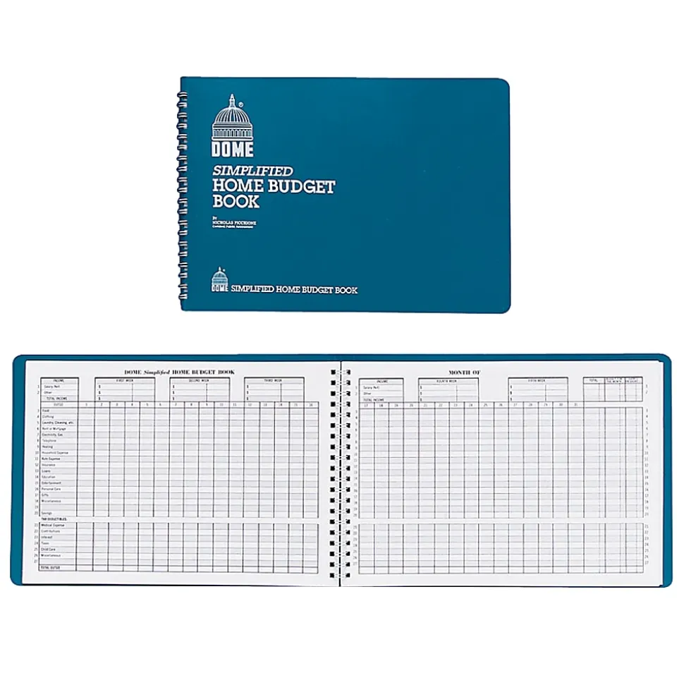 Dome® Simplified Home Budget Book, 7 1/2" x 10 1/2", Teal