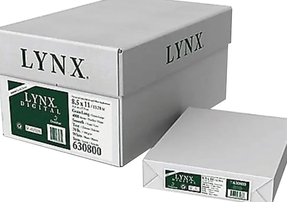Domtar Lynx Digital Multipurpose Paper, 8 Reams, Letter Size (8-1/2" x 11"), 96 Brightness, 70 Lb, White, 500 Sheets Per Ream