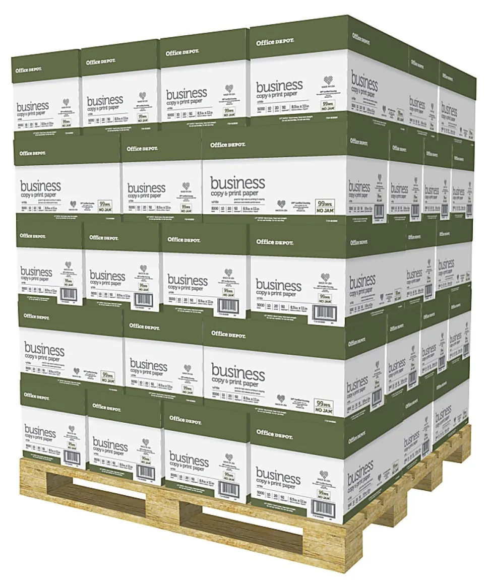 Domtar Office Depot Business Multi Use Printer & Copy Paper, 400 Reams, White, Letter (8.5" x 11"), 200000 Sheets Per Pallet, 20 Lb