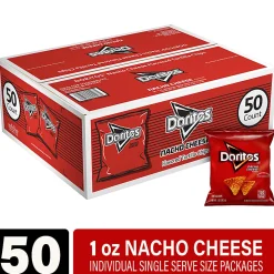 Doritos Nacho Cheese Chips Bags, 1 Oz, Box Of 50