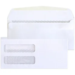 #9 Double-Window Medical/Healthcare Billing Statement Envelopes, Left Windows (Top/Bottom), Self-Seal, White, Pack Of 1000