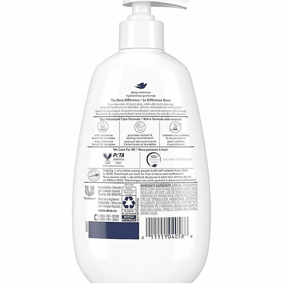 Dove Advanced Care Deep Moisture Hand Wash - Hand - Moisturizing - Antibacterial - White - 12 Oz - 4 / Carton