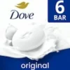 Dove Original Body Bar - For Dry Skin - 4 oz - Body, Skin - Moisturizing - White - 6 / Pack