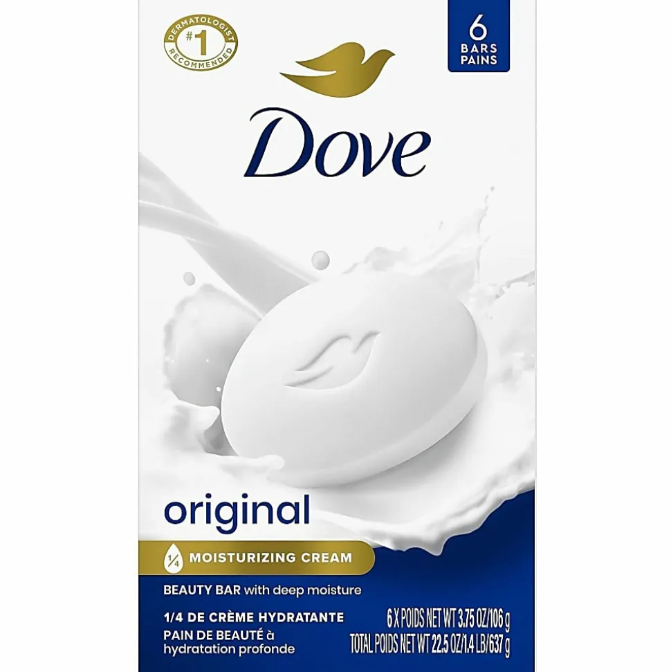 Dove Original Body Bar - For Dry Skin - 4 oz - Body, Skin - Moisturizing - White - 6 / Pack