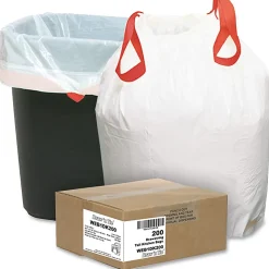 Draw 'n Tie® 0.9-mil Trash Bags, 13 Gallons, 24-1/2" x 27-3/8", White, Box Of 200