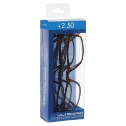 Dr. Dean Edell Plastic Reading Glasses, +2.50, Pack Of 3