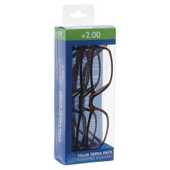 Dr. Dean Edell Plastic Reading Glasses, +2.00, Pack Of 3