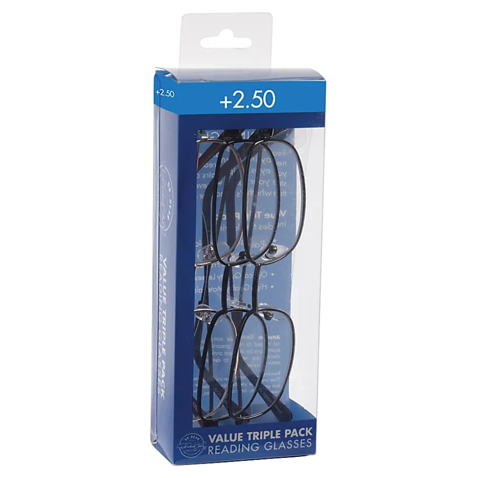 Dr. Dean Edell Plastic Reading Glasses, Metal, +2.00, Pack Of 3