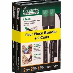 Dri-Mark® Dual-Test Counterfeit Detection Pens With UV LED Light, Black, Pack Of 2 Pens