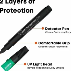 Dri-Mark® Dual-Test Counterfeit Detection Pen With UV LED Light, Black