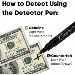 Dri-Mark® Dual-Test Counterfeit Detection Pen With UV LED Light, Black