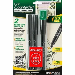 Dri-Mark® Dual-Test Counterfeit Detection Pen With UV LED Light, Black