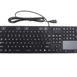 DSI WATERPROOF IP68 FULL SIZE KEYBOARD WITH TOUCHPAD, LED BACKLIT - Cable Connectivity - USB Interface - 106 Key - TouchPad - Windows - Black