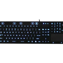 DSI WATERPROOF IP68 FULL SIZE KEYBOARD WITH TOUCHPAD, LED BACKLIT - Cable Connectivity - USB Interface - 106 Key - TouchPad - Windows - Black