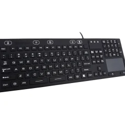 DSI WATERPROOF IP68 FULL SIZE KEYBOARD WITH TOUCHPAD, LED BACKLIT - Cable Connectivity - USB Interface - 106 Key - TouchPad - Windows - Black