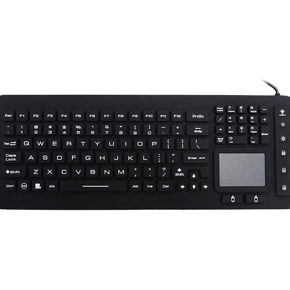 DSI WATERPROOF IP68 FULL SIZE LED BACKLIT KEYBOARD WITH TOUCHPAD - Cable Connectivity - USB Interface - KBJHIKB98BL