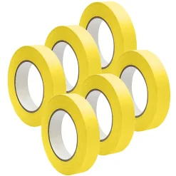 DSS Distributing Premium-Grade Masking Tape, 3" Core, 1" x 55 Yd., Yellow, Pack Of 6