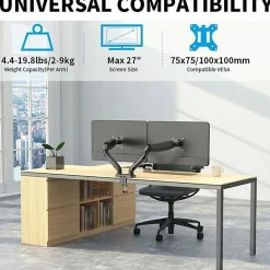 Dual Monitor Arm - Fully Adjustable Double Screen Mount for 2 Monitors - Lift, tilt, swivel, and position both monitors exactly where you need them.