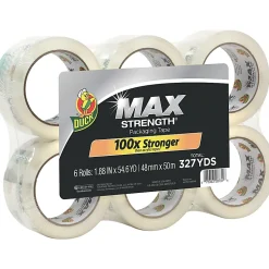 Duck Brand Brand Max Strength Packaging Tape - 54.60 yd Length x 1.88" Width x 3.1 mil Thickness - Clear - 6 / Pack