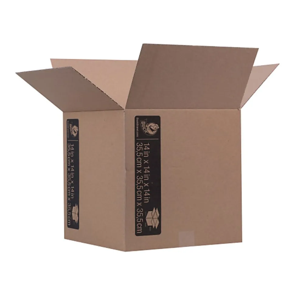 Duck® Brand Kraft Box, 14" x 14" x 14", 100% Recycled, Brown, Total Qty 1