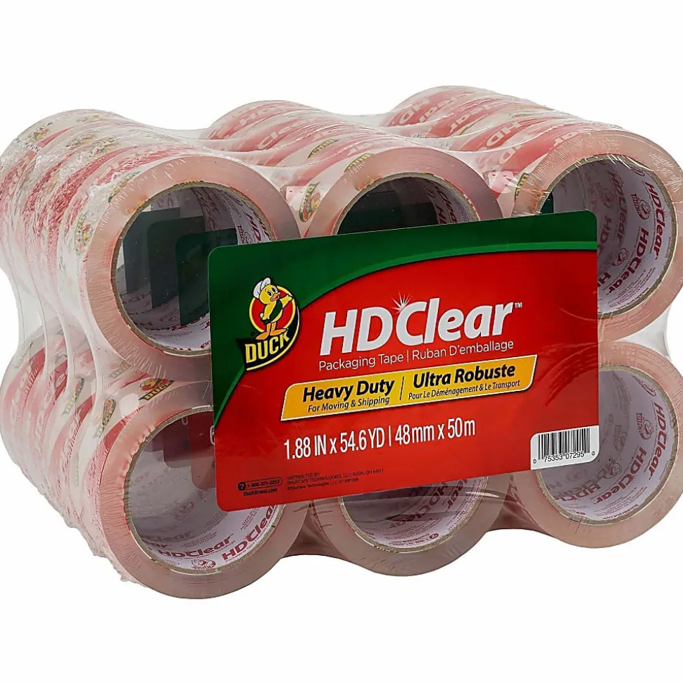 Duck® HD Clear™ Heavy-Duty Packaging Tape, 1-7/8", Crystal Clear, Box Of 24 Rolls