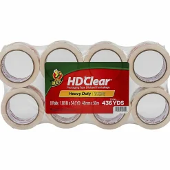 Duck® HD Clear™ Heavy-Duty Packaging Tape, 1-7/8", Crystal Clear, Pack Of 8 Rolls